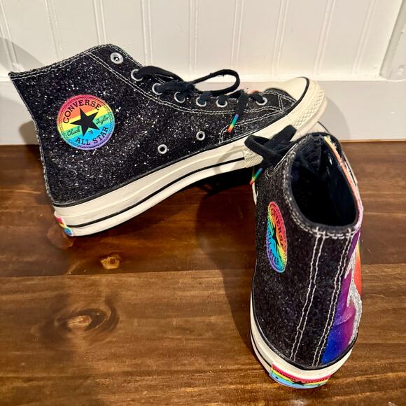 Chuck Taylor Converse HTC Limited Edition Glittery Rainbow Mens Size 10 Hi Tops main image 7